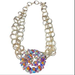 HANDCRAFTED UPCYCLED BRANDED Gold Plated Chain & Vintage Estate Brooch N…